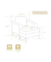 Corduroy Convertible Sectional Sofa with Ottoman - Gray