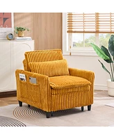 Yellow comfortable chair for Small apartment Bedroom space Balcony Small sofa bed Lazy Small sofa with a pillo