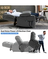 Power Lift Massage Recliner Chair with 8 Massage Points, Gray