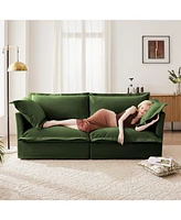 Modern 2-Seat Sofa, Chenille with Deep Seat & Detachable Cover, Green