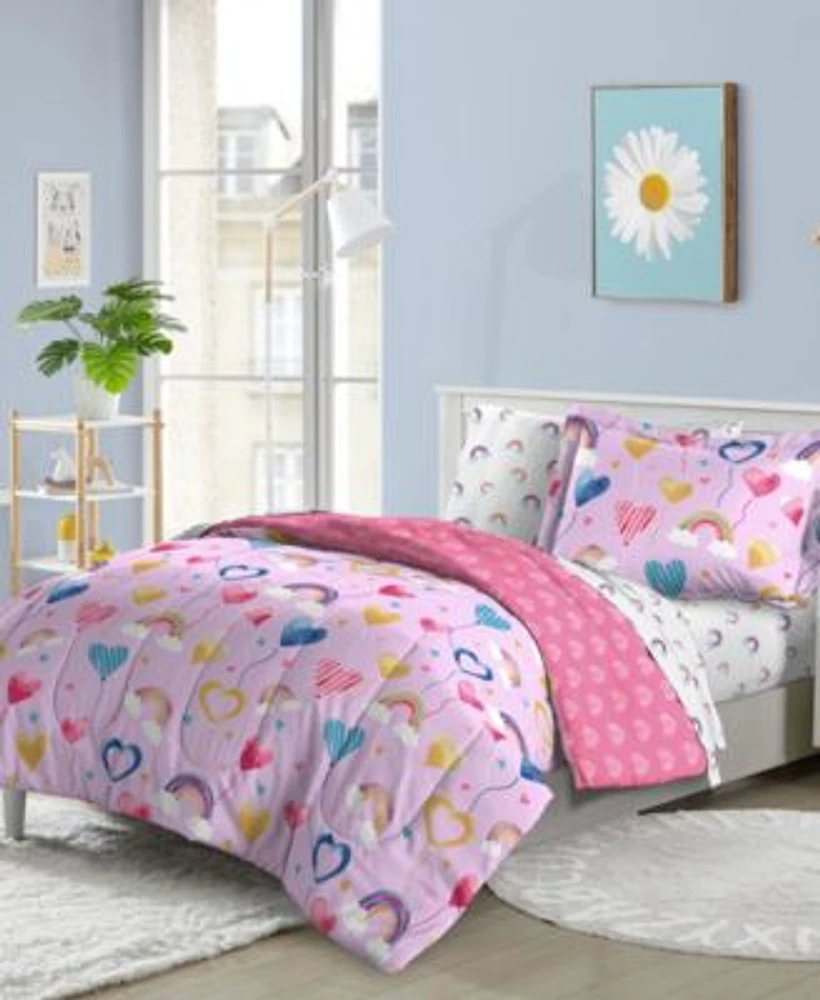Dream Factory Balloon Hearts Reversible Comforter Sets