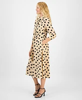 julia jordan Women's Dot-Print Tie-Waist Shirtdress