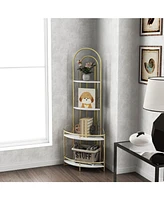 Gold 4-Tier Corner Bookshelf, Modern Style, Plant Stand with Metal Frame