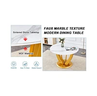Snow Mountain White Round Dining Set