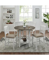 Foldable Dining Set: Table, 4 Chairs, Storage, Solid Wood