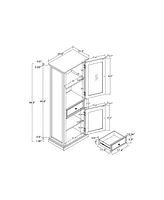 Tall Storage Cabinet with Glass Door and Shelves for Home or Office