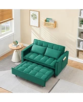 55 "green velvet sofa, elegant with convenient pockets, clever interpretation of the three-in-one conversion art