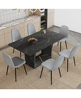 Black Marble Dining Set