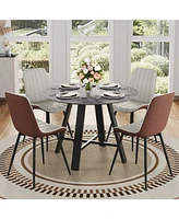 42" Round Dining Set: Gray Wood Table