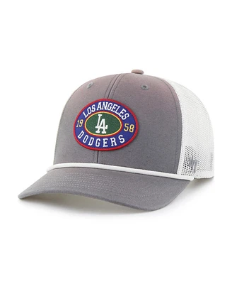 '47 Brand Men's Gray/White Los Angeles Dodgers Tide Sweep Rope Trucker Adjustable Hat