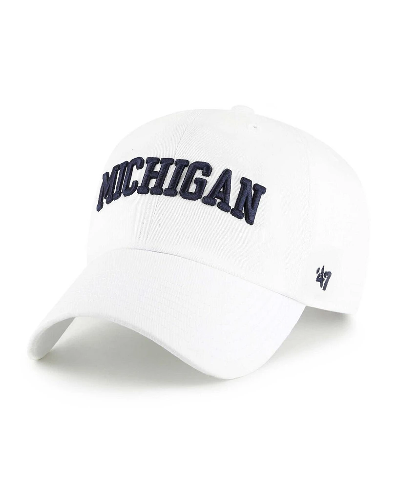 '47 Brand Men's White Michigan Wolverines Clean Up Adjustable Hat