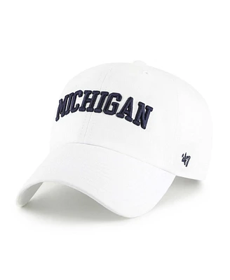 '47 Brand Men's White Michigan Wolverines Clean Up Adjustable Hat