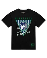 Mitchell & Ness Men's Black Minnesota Timberwolves Worldwide Collection Tri-Logo T-Shirt