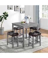 5-Piece Industrial Dining Set for Living, Dining, Game Room