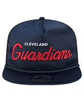 New Era Men's Navy Cleveland Guardians Retro Satin Script Golfer Adjustable Hat