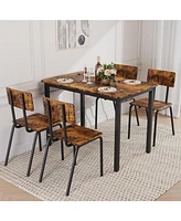 5-Piece Dining Set for 4: Kitchen Table & Chairs, Metal & Mdf, Compact