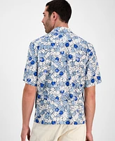 Hugo by Boss Men's Eligino Relaxed Fit Short Sleeve Abstract Print Button-Front Camp Shirt