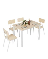 5-Piece Dining Set for 4: Kitchen Table & Chairs, Metal & Mdf, Compact