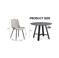 Modern 42" Round Mdf Dining Table Set with 4 Gray Pu Chairs