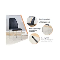 Modern Glass and Metal Table with 4 Black Pu Comfort Chairs
