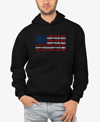 La Pop Art Men's Happy 4th Of July Word Hooded Sweatshirt