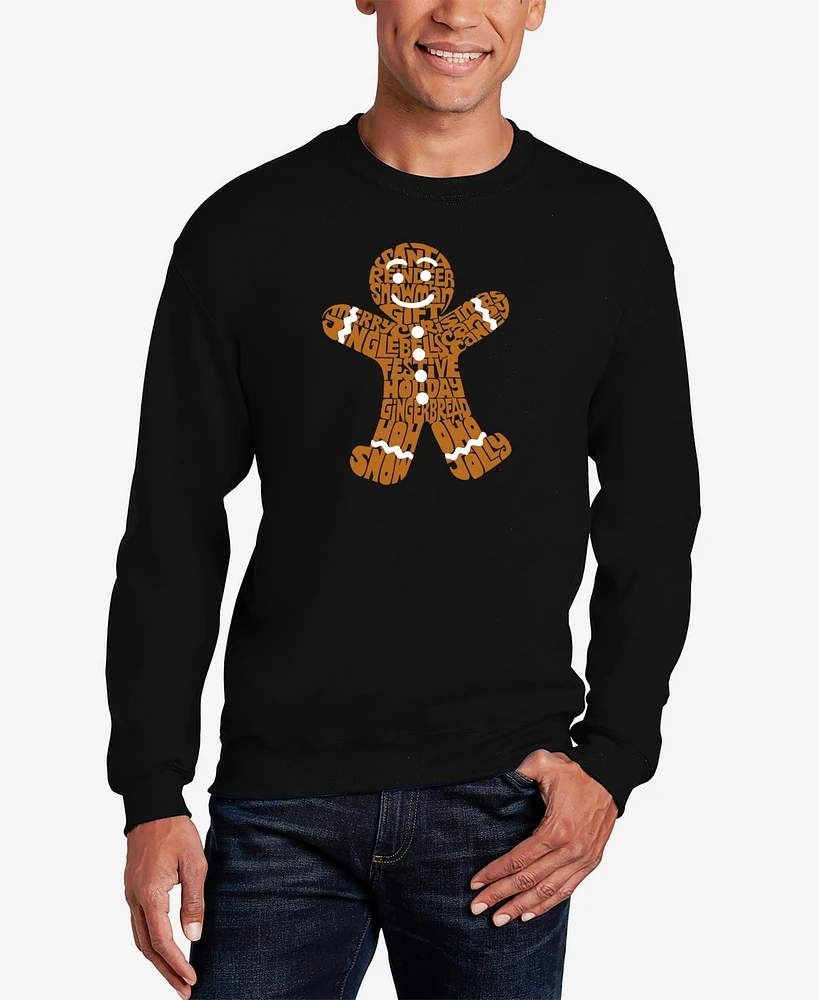 La Pop Art Men's Gingerbread Word Crewneck Sweatshirt