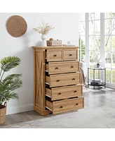 6 Drawer Dresser,6 Drawers cabinet Tall Chest of Drawers Closet Organizers Storage Clothes, cabinet of 6 drawers Living Room, Oak, 31.50" L15.75W