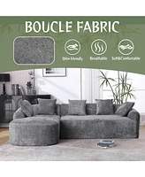 Boucle Sofa 3 Seater for Living Room Oversized Comfy Sofa L-Shape Sofa Couch with Chaise Home Furniture Sleeper Sectional Sofa for Apartment, Office L