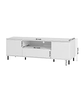 Modern Tv Console, Tv Stand, Entertainment Center with Storage Shelves, Tv Cabinet for Living Room, Bedroom, Cloud White 63x15.74x19.68 inch