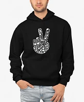 La Pop Art Men's Peace Finger Notes Word Hooded Sweatshirt