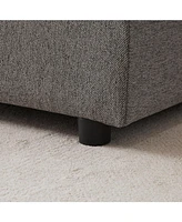 100" Convertible L-Shaped Linen Sofa with Ottoman & Cushions