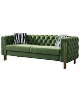 Chesterfield Modern Tufted Velvet Living Room Sofa, 84.25"W Couch, Mint Green