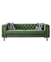 Chesterfield Modern Tufted Velvet Living Room Sofa, 84.25"W Couch, Mint Green