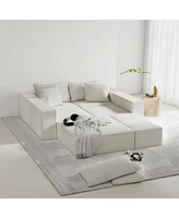 Modern Upholstered Sectional Sofa Couch Set, 132" L-Shaped