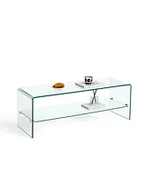 Clear Glass Tv Table, Tempered Clear Glass Tv Stand for Living Room