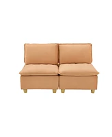 58" Pumpkin Flannel Sofa with Minimalist Row Design