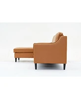 94.5 inch modern style L-shaped genuine leather sofa with chaise lounge, Left Chaise, Tan