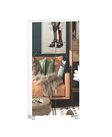4-Drawer Shoe Cabinet with Mirror and 4-Door Closet (White)