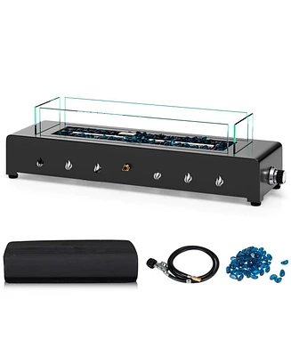 Portable Mini Fireplace with Wind Guard and Stainless Steel Burner