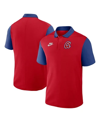 Nike Men's Red/Royal Atlanta Braves Cooperstown Collection Color-Block Victory Performance Polo Shirt