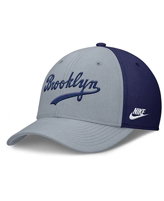 Nike Men's Navy/Gray Brooklyn Dodgers Rise Swoosh Performance Flex Hat
