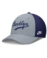 Nike Men's Navy/Gray Brooklyn Dodgers Rise Swoosh Performance Flex Hat