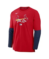 Nike Men's Red St. Louis Cardinals Authentic Collection City Connect Lightweight Player Tri-Blend Performance Long Sleeve T-Shirt