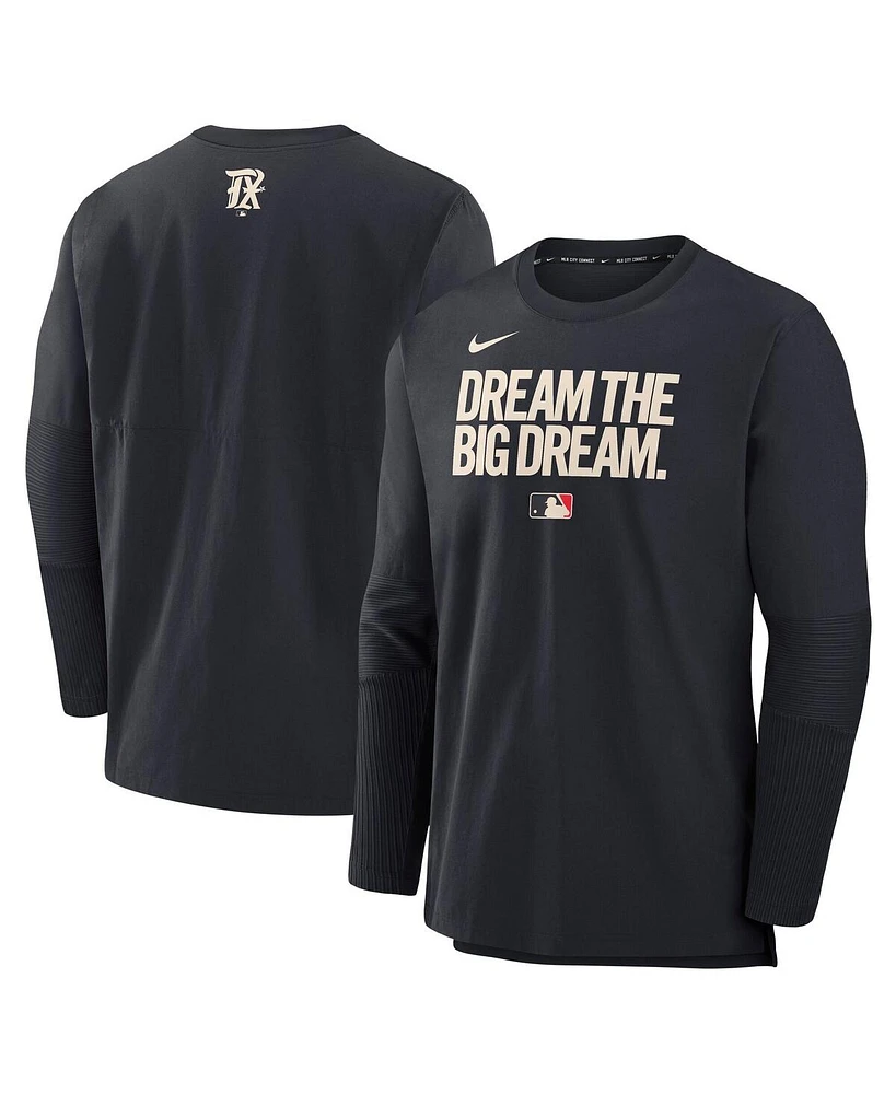 Nike Men's Black Texas Rangers Authentic Collection City Connect Lightweight Player Tri-Blend Performance Long Sleeve T-Shirt