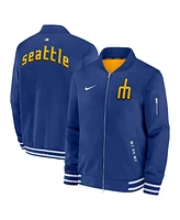 Nike Men's Royal Seattle Mariners Authentic Collection City Connect Full-Zip Bomber Jacket
