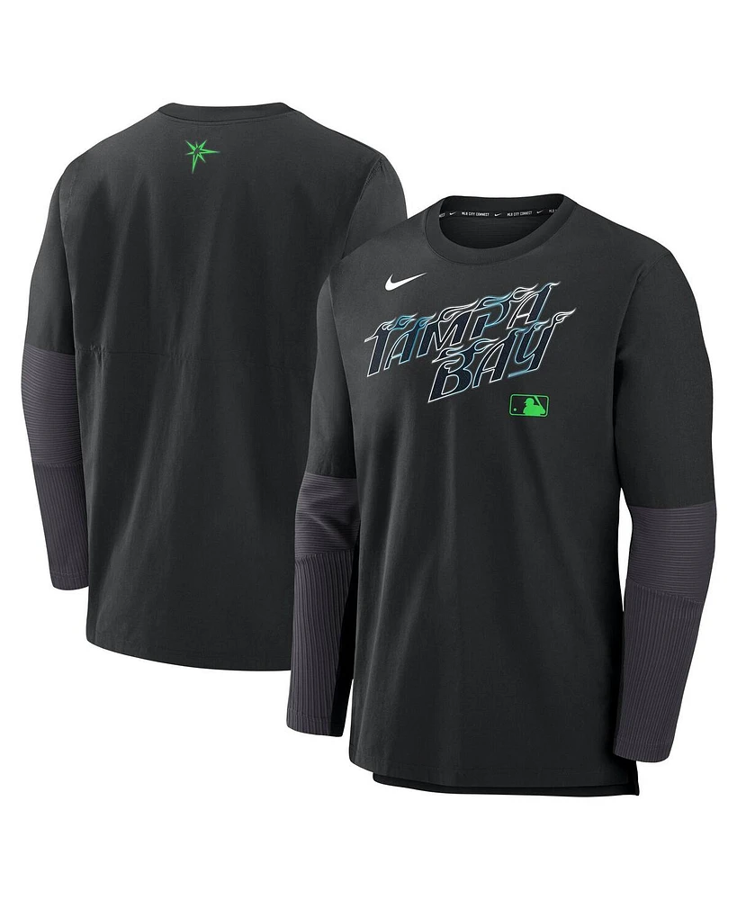 Nike Men's Black Tampa Bay Rays Authentic Collection City Connect Lightweight Player Tri-Blend Performance Long Sleeve T-Shirt