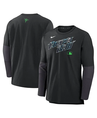 Nike Men's Black Tampa Bay Rays Authentic Collection City Connect Lightweight Player Tri-Blend Performance Long Sleeve T-Shirt