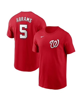 Nike Men's Cj Abrams Red Washington Nationals Fuse Name Number T-Shirt