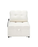 40.20 inches long, Teddy Sofa Fabric,a convertible sofa-bed, for Apartment Office Living Room - Beige