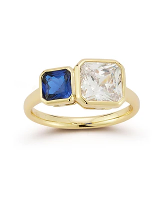 Rachel Zoe 14K Gold Plated Sterling Silver Duo Radiant Cut Ring